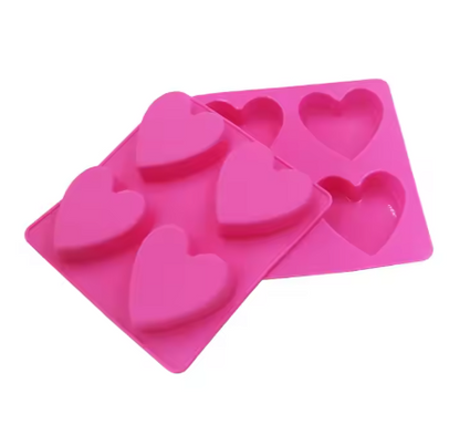 4 Cavity 3D Heart Silicone Mold for Cake & Soap