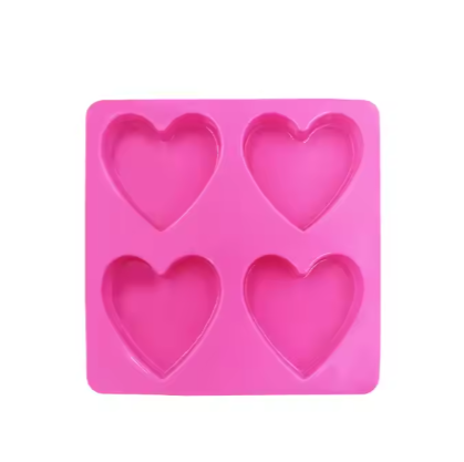 4 Cavity 3D Heart Silicone Mold for Cake & Soap