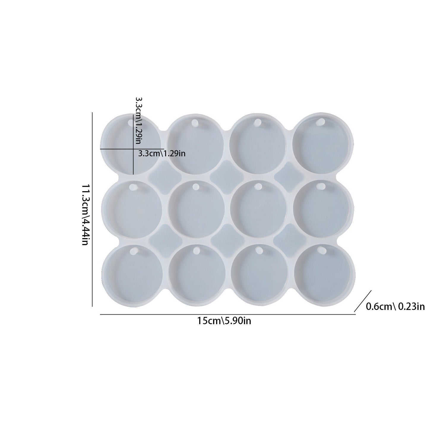 12 Cavity Round Keychain Silicone Mold
