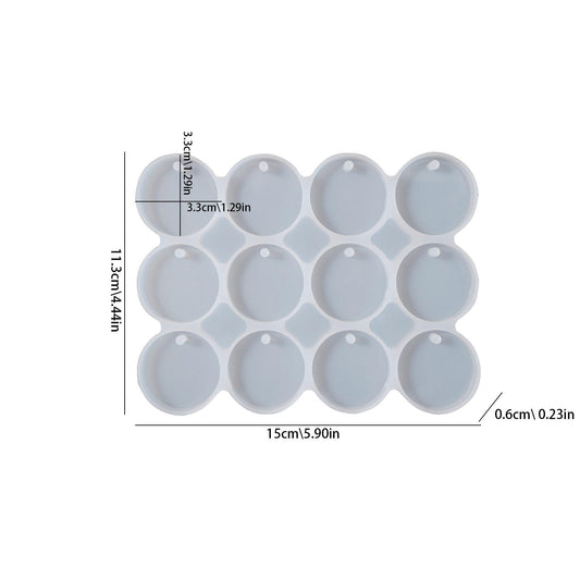 12 Cavity Round Keychain Silicone Mold